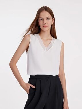 MILLY White Sheer Tank M
